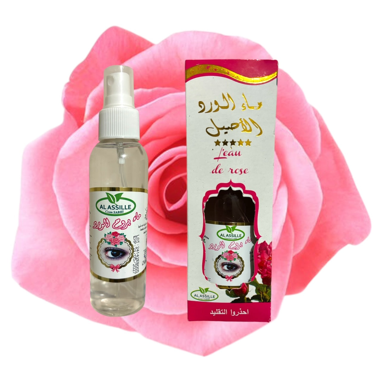 AL ASSILLE 125ml Gül Suyu Spreyi - Makyaj Temizleyici, Tonik ve Doğal Nemlendirici