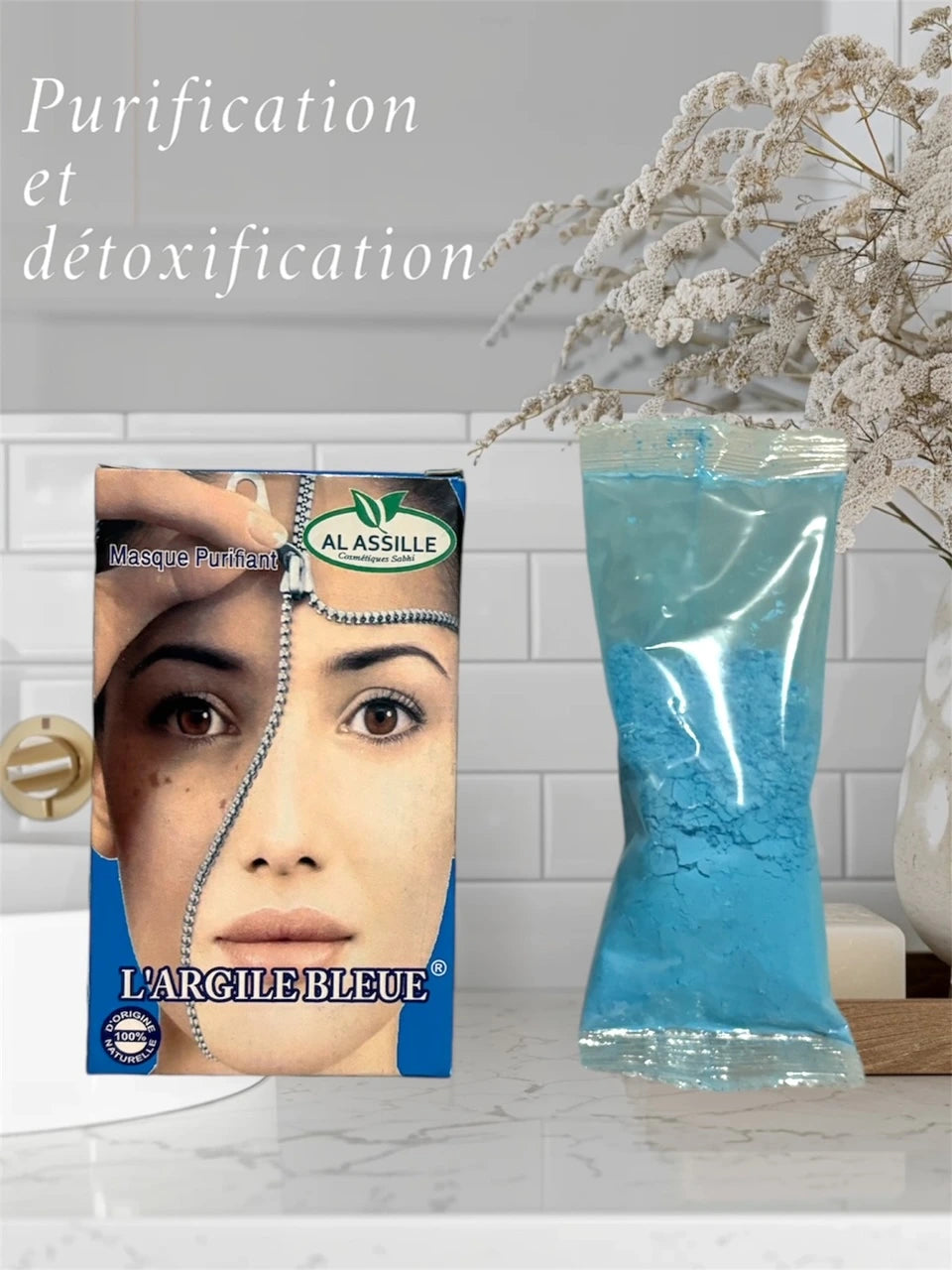 Poudre d'Argile Bleue 50g AL ASSILLE - Masque Éclaircissant et Détoxifiant