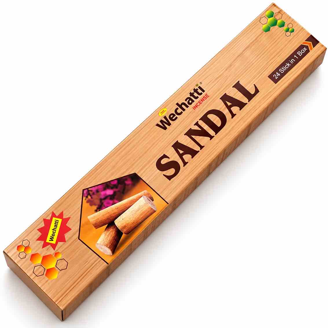Bâtonnets d'Encens Sandal (Bois de Santal) WECHATTI – 24 Bâtonnets, Fabriqués en Inde