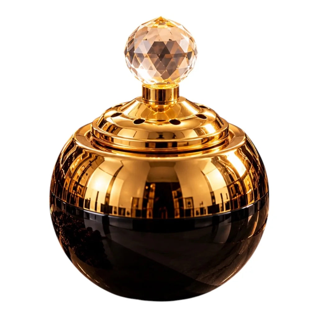 Bruciatore d'incenso nero e oro – brucia-incenso Bakhoor compatibile con carbonella