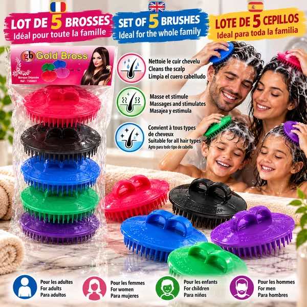 Brosse massante utilisée pendant le shampoing sur cheveux mouillés pour masser le cuir chevelu