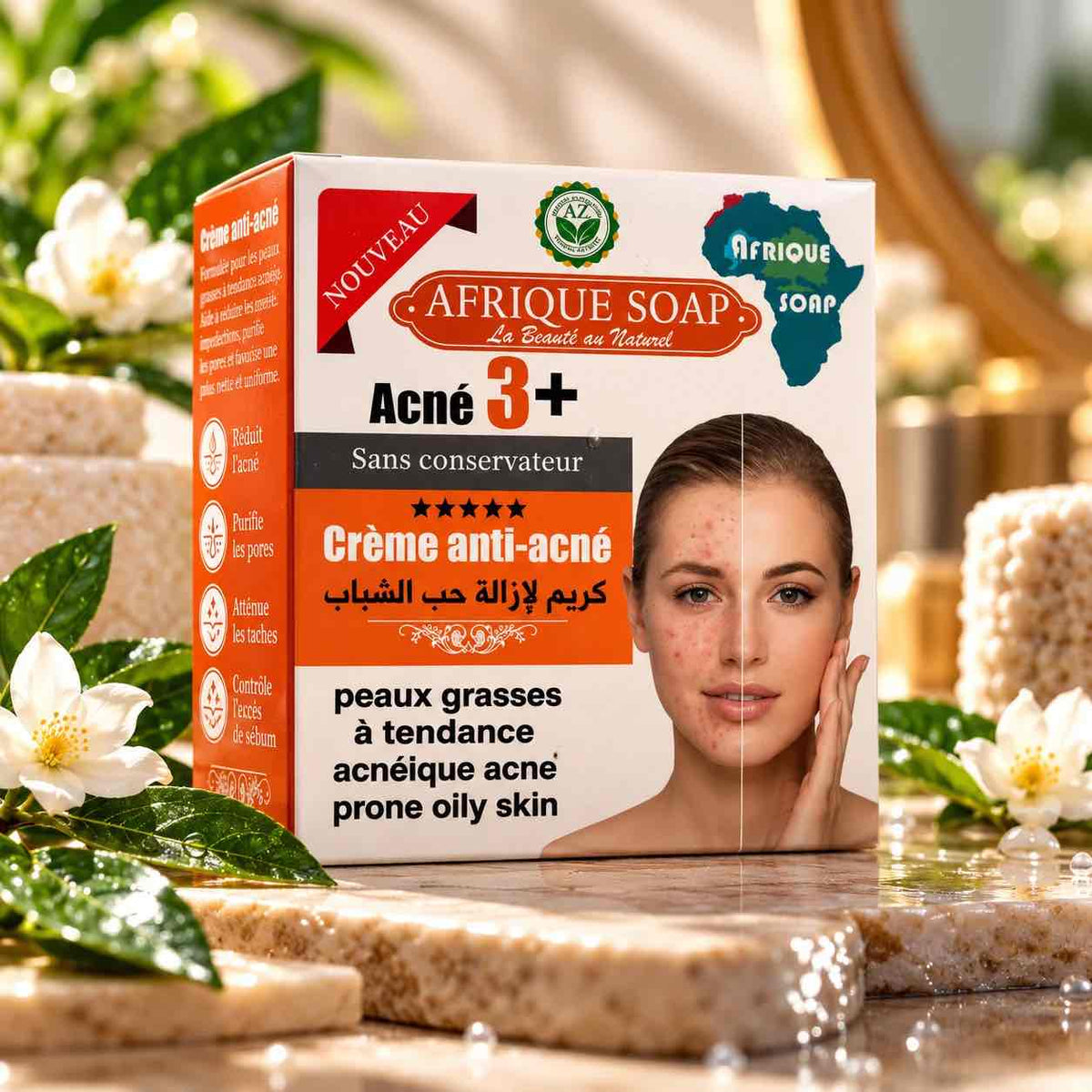 Crème sans conservateur à l’huile d’amande douce et au beurre de karité qui désincruste les pores