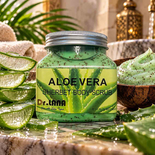 Pot de gommage corps exfoliant à l’aloe vera Dr. Lana, 350 ml, sherbet body scrub