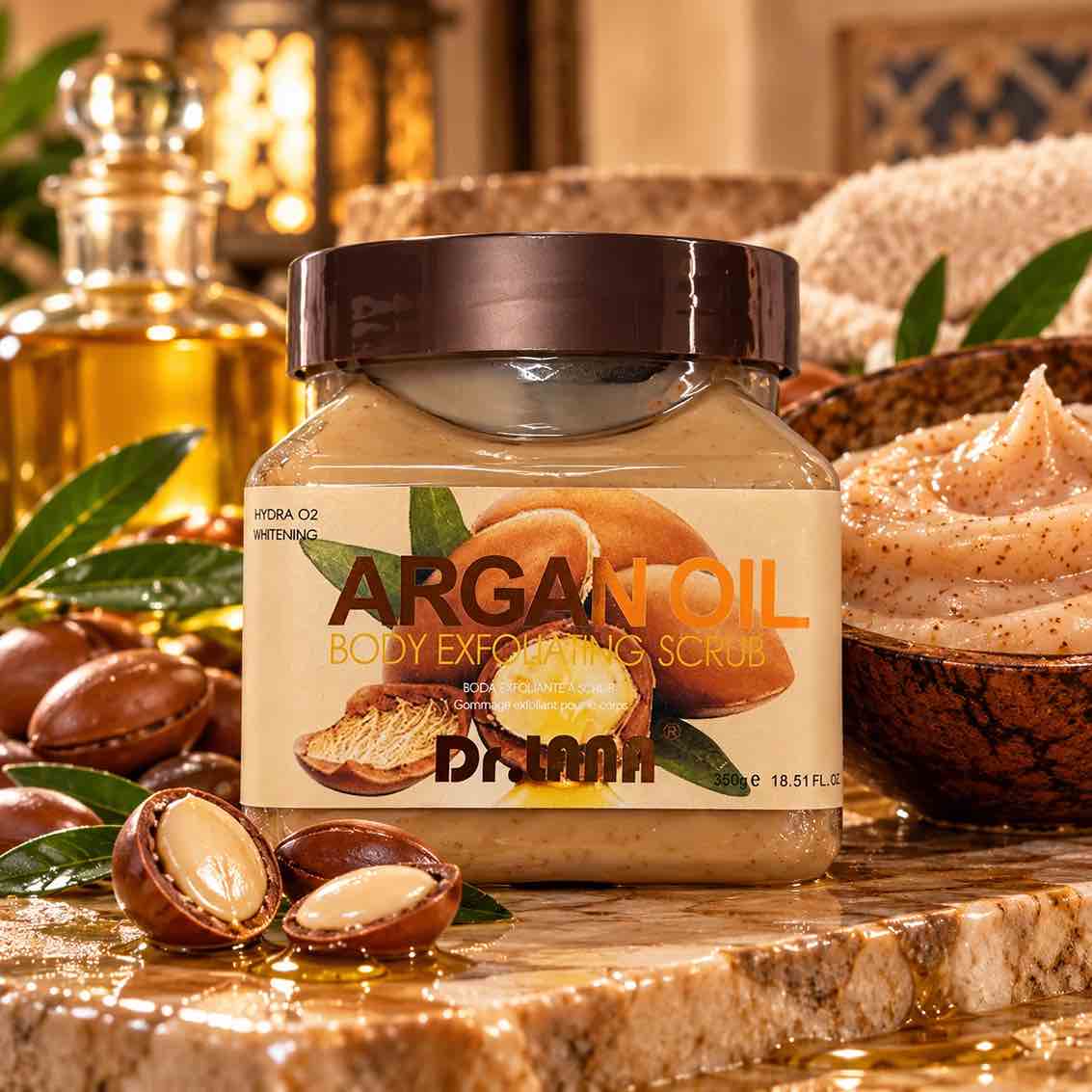 Pot de gommage corps exfoliant à l’argan Dr. Lana, 350 ml, sherbet body scrub