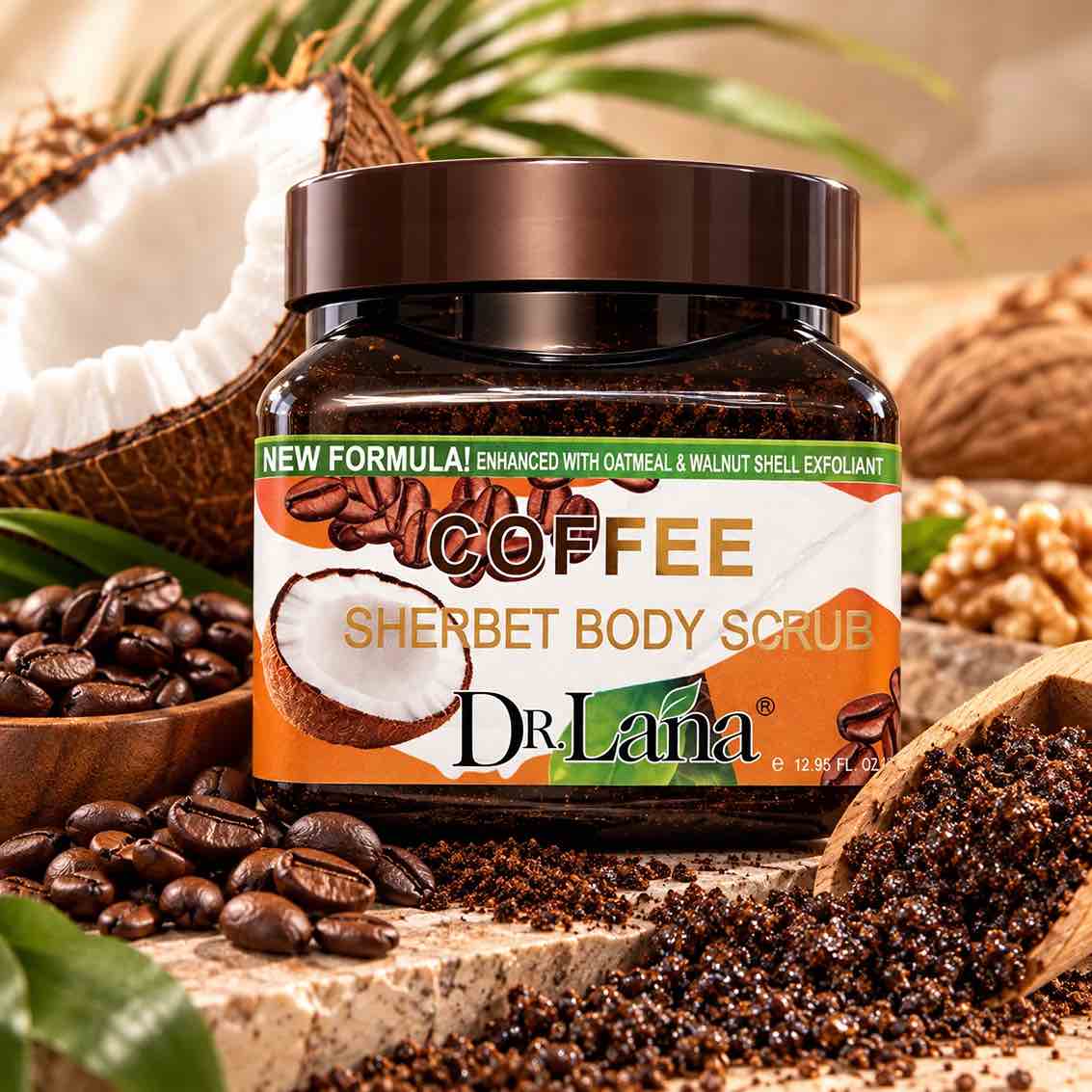 Pot de gommage corps au café et à la coco Dr. Lana, 350 ml, sherbet body scrub