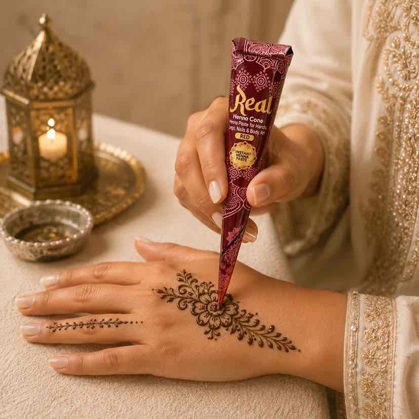 Cône de Henné Instantané Rouge REAL – Tatouage Mains, Pieds, Ongles
