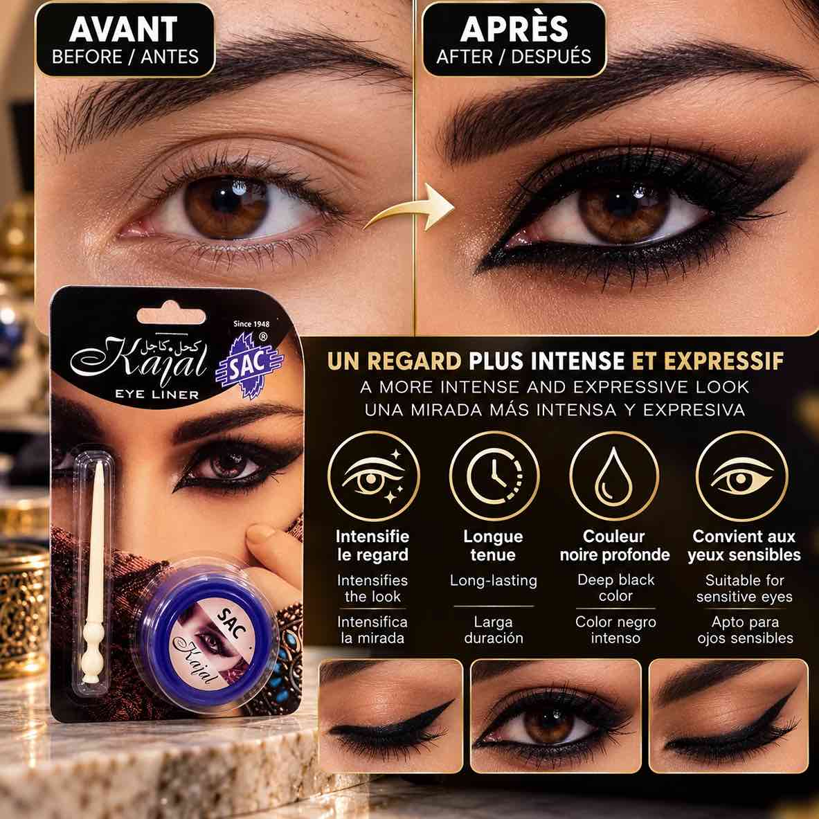 Kajal Eye Liner SAC Since 1948 – Khôl Traditionnel Noir en Stick