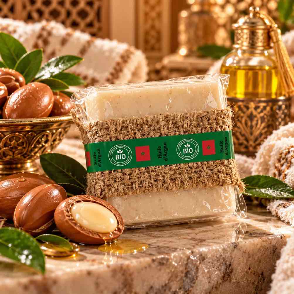 Pack Hammam Marocain Trésors du Souk – Coffret Rituel Complet 6 Produits en Panier Cadeau
