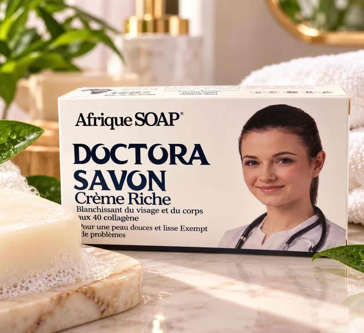 Savon Doctora Afrique Soap de 100 g au collagène et aux extraits de protéines, pour visage et corps